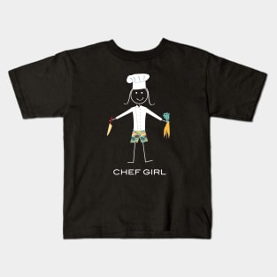 Funny Womens Chef Girl Illustration Kids T-Shirt